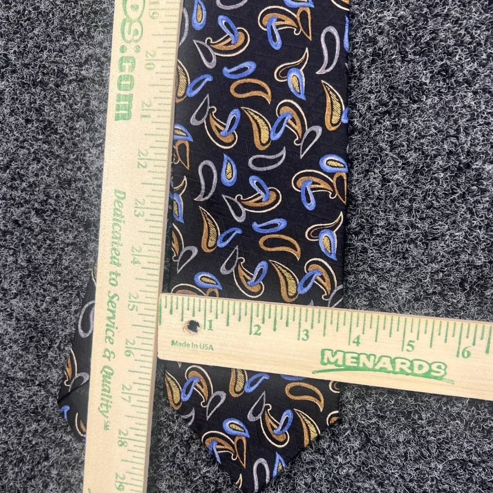 Ferrell Reed Tie Mens OS Black Gold Blue Paisley Silk W.O. Gamble Hand Made USA